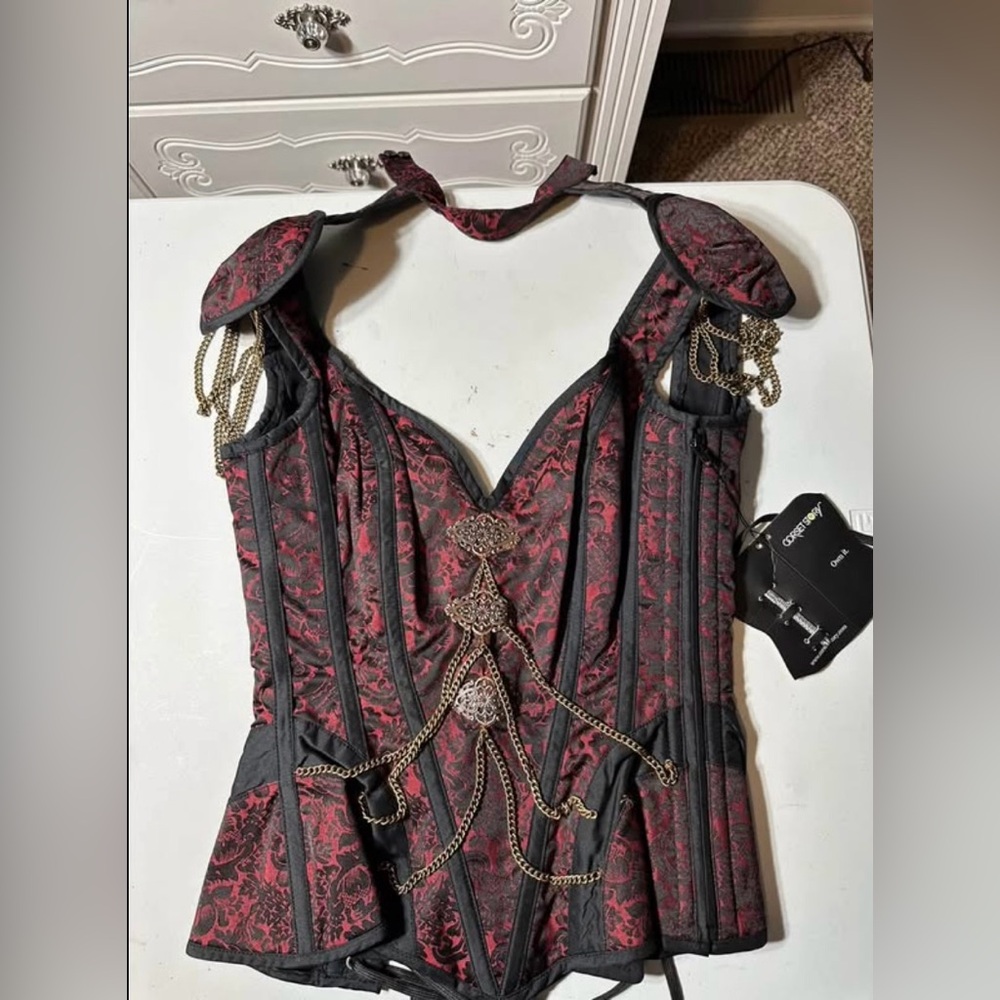 24" overbust corset with shoulder caps